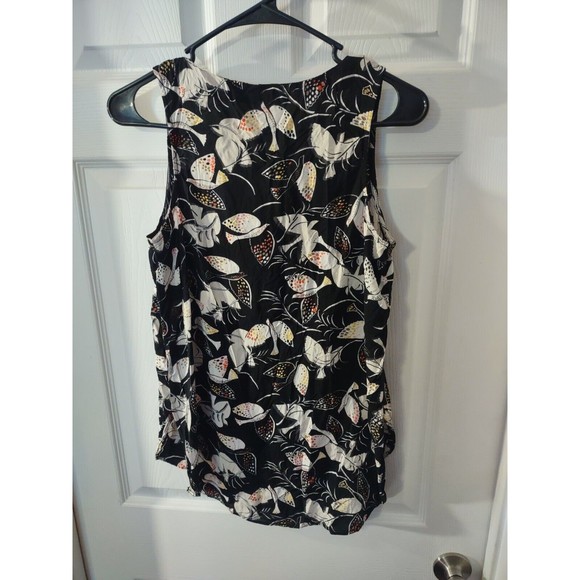 Old Navy Top Size M Black Multicolor Sleeveless Dove Theme - Picture 4 of 8